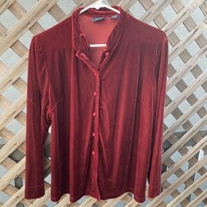 Laura Scott Red Velvet Button Up